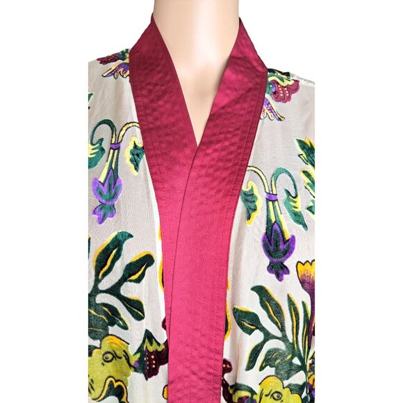 Chico's Burnout Kimono Jacket Small Medium Special Edition New Tags Velvet Silk - Picture 3 of 12